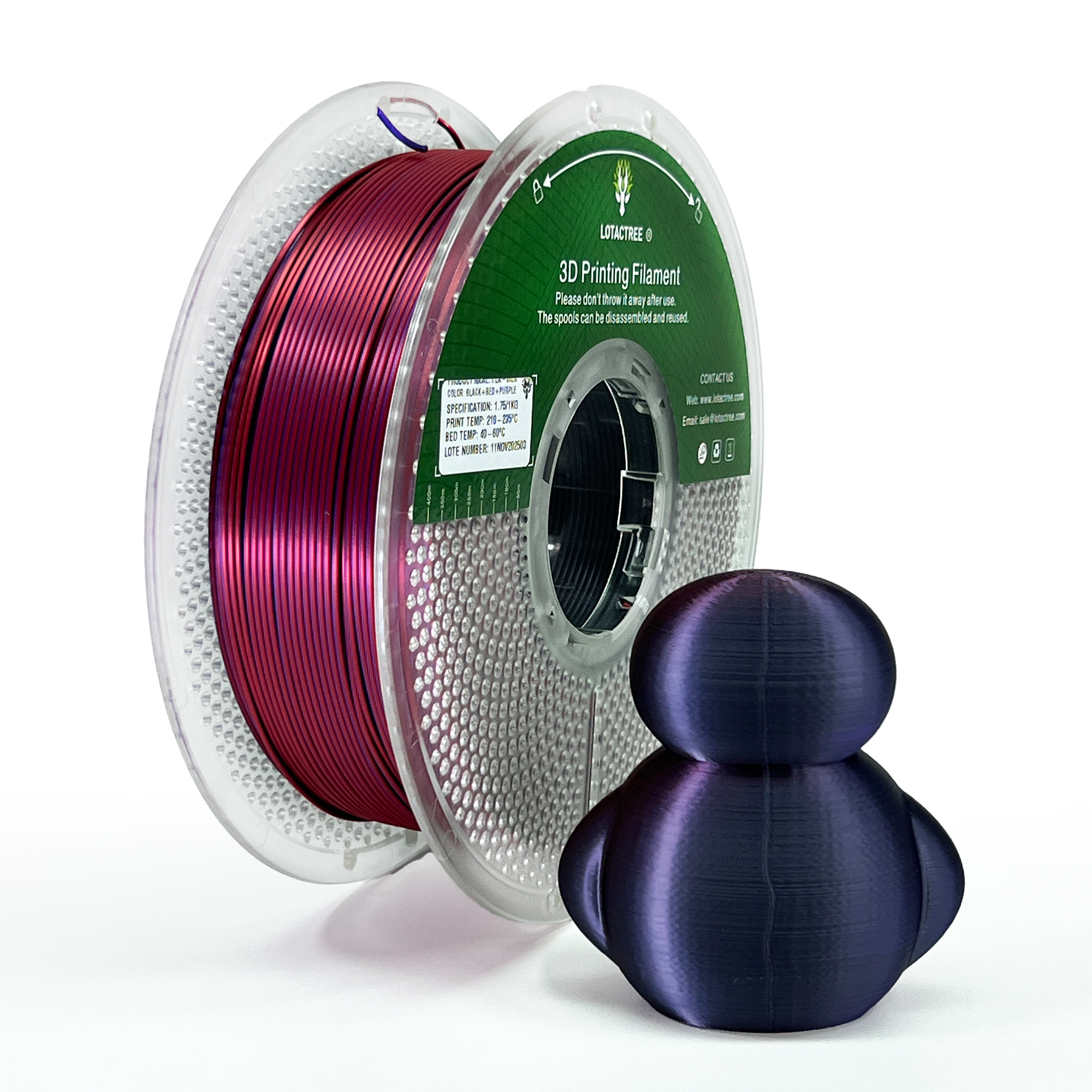 PLA SILK BLACK + RED + PURPLE