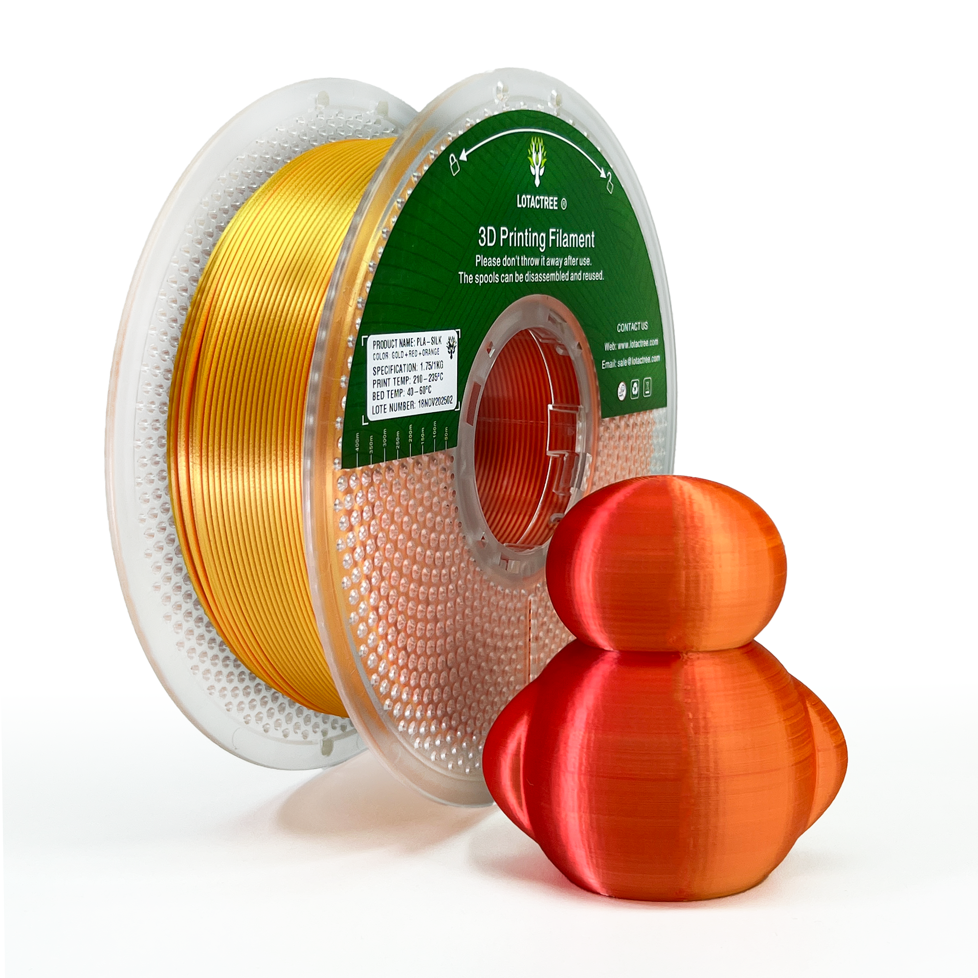 PLA SILK RED + Orange + Gold
